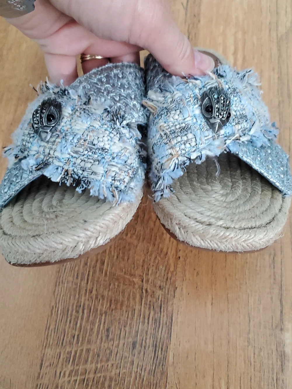 Kurt Geiger London Kensington X Espadrille Slide Sandals - Blue Tweed